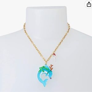 Adorable Betsey Johnson Rudolph Dolphin Necklace